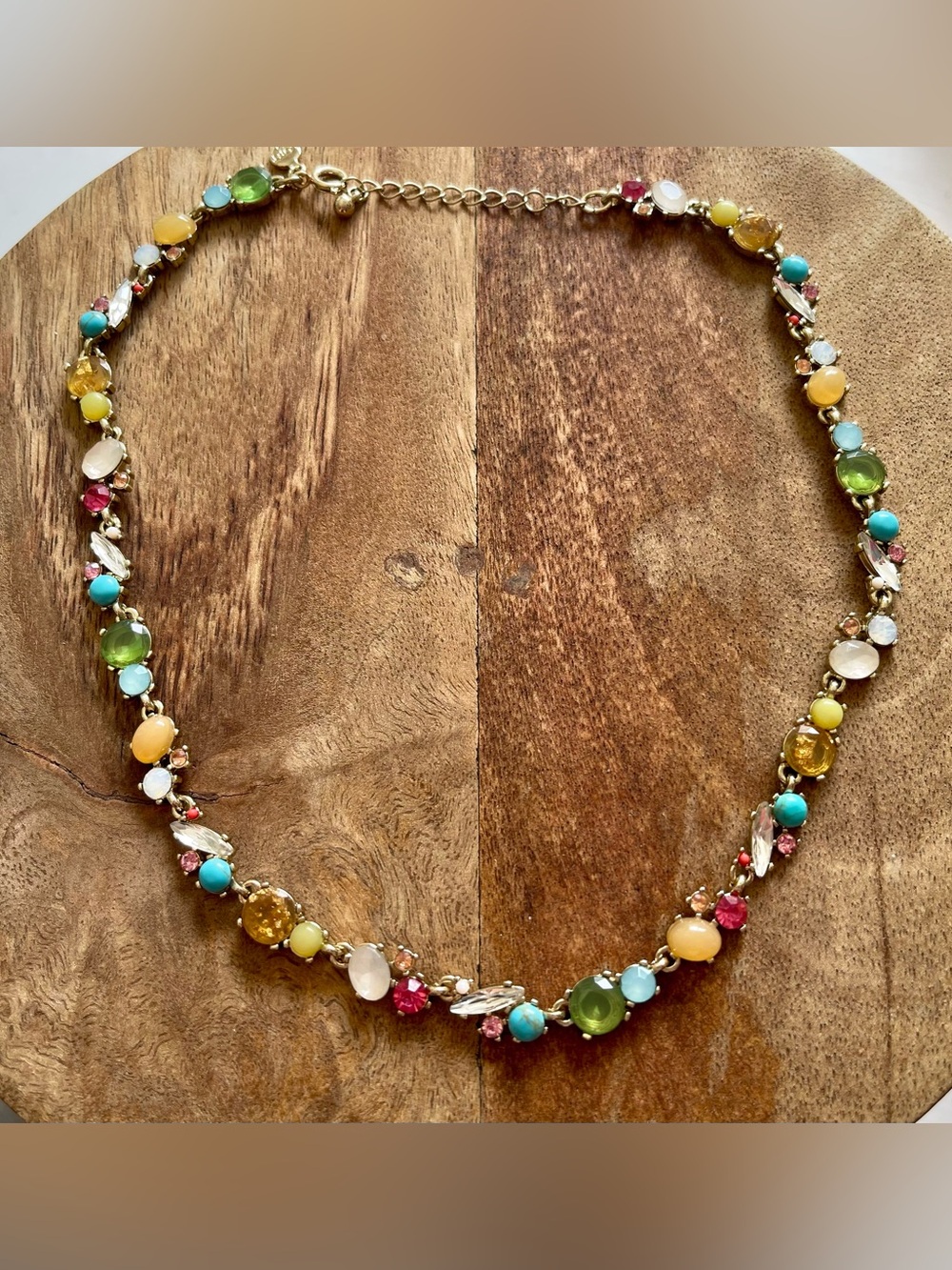 LOFT Multicolor Gemstone-Style Necklace with Gold Tone Chain